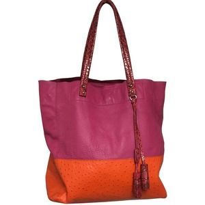 Rafe Embossed Croc Orange and Pink Leather Tote